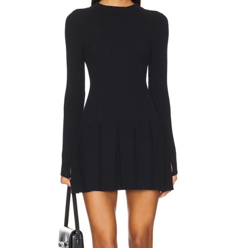 Free people Black Ribbed Long Sleeve Dress